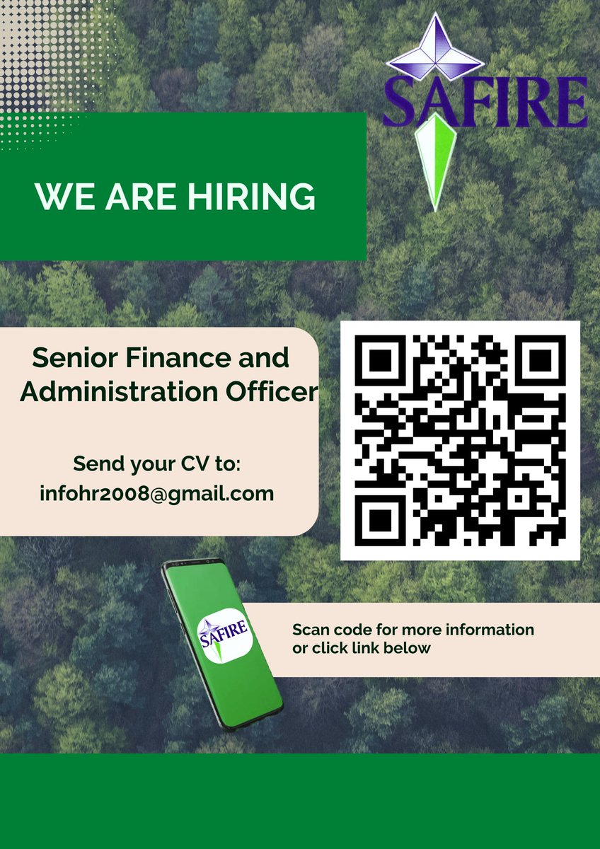📢 We’re Hiring! 📢
🌍 Join the SAFIRE Team! 🌱
Are you passionate about sustainable development and strong financial management? SAFIRE is looking for a Senior Finance and Administration Officer to help us support rural communities in building resilient livelihoods within a