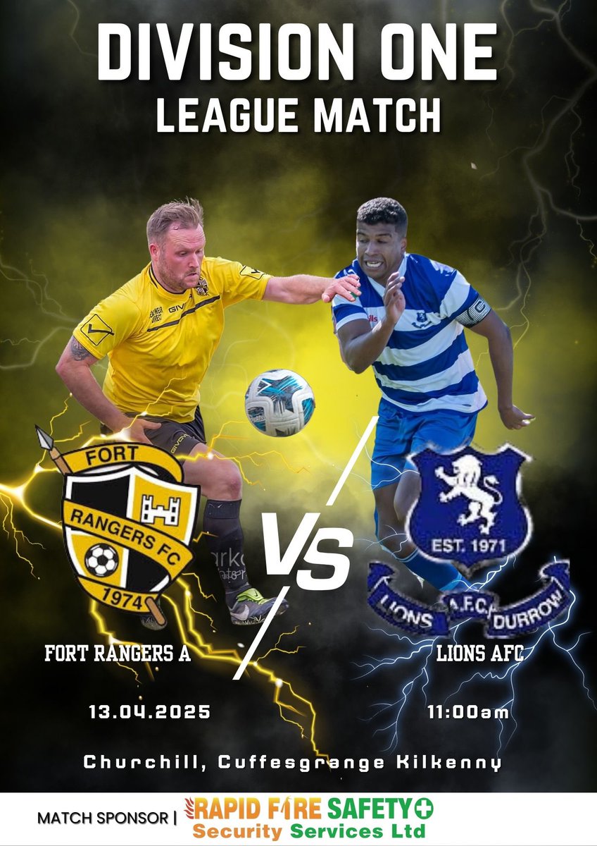fort_rangers's tweet photo. Our lads face Lions of Durrow at home in the morning at 11. Both teams will be looking for the win to edge closer to winning the league. Get down and support the boys. #FORZAFORT #SUPORTTHEFORT https://t.co/D7iMCmVb3V