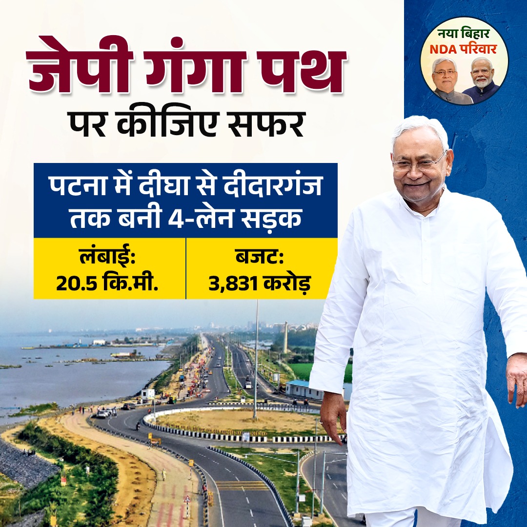biharNDAPariwar's tweet photo. अपना जेपी गंगा पथ, अब दीघा से दीदारगंज तक।
#NayaBiharNDAPariwar #Bihar #NitishModel #NitishKumar #narendramodi #nitishgovernment #NDA #SanjayKumarJha #development #bihardevelopmentnews #newbiharnews #NDAGovernment https://t.co/xvbUPVXptZ