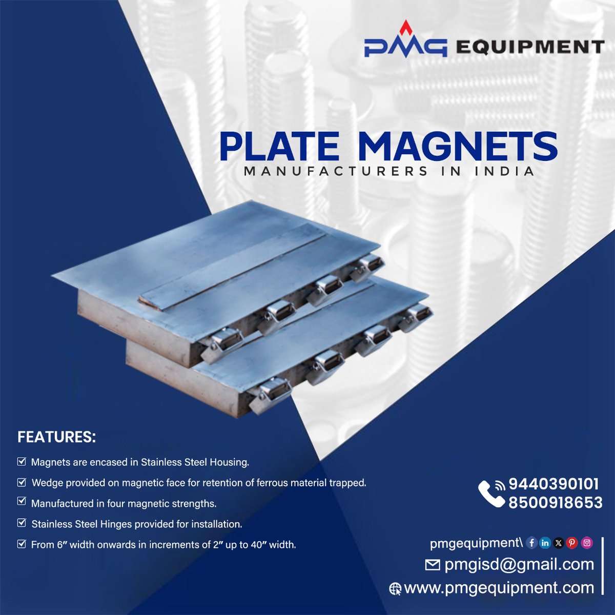 EquipmentPmg's tweet photo. 𝐏𝐥𝐚𝐭𝐞 𝐌𝐚𝐠𝐧𝐞𝐭 𝐒𝐮𝐩𝐩𝐥𝐢𝐞𝐫𝐬 𝐢𝐧 𝐇𝐲𝐝𝐞𝐫𝐚𝐛𝐚𝐝
https://t.co/2TY1iA2vDw
+91-9440390101, 8500918653
#PlateMagnetsmanufacturers #PlateMagnets #MagneticSinePlatemanufacturer #MagneticSinePlate #MagnetPlatemanufacturer #MagnetPlate #MagneticClampingPlate https://t.co/2rT2tzSCWL