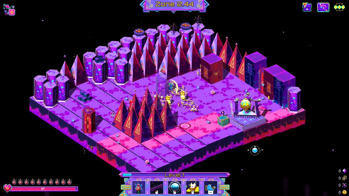 Top_Cog's tweet photo. Bird's-eye view of the City Block zone in Neon Spellstorm, my upcoming Action Roguelite!

https://t.co/pJVC5Sv4uk

#screenshotsaturday #roguelite #steamdeck #indiegames https://t.co/fr0E22djHa