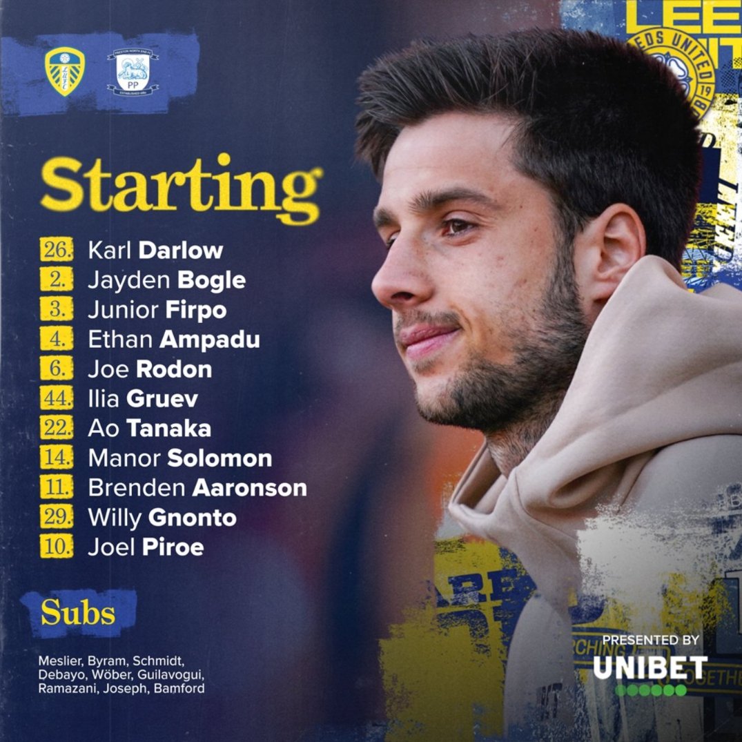 LeedsUnitedIndy's tweet photo. Our starters #lufc https://t.co/BgnlDWRdCi