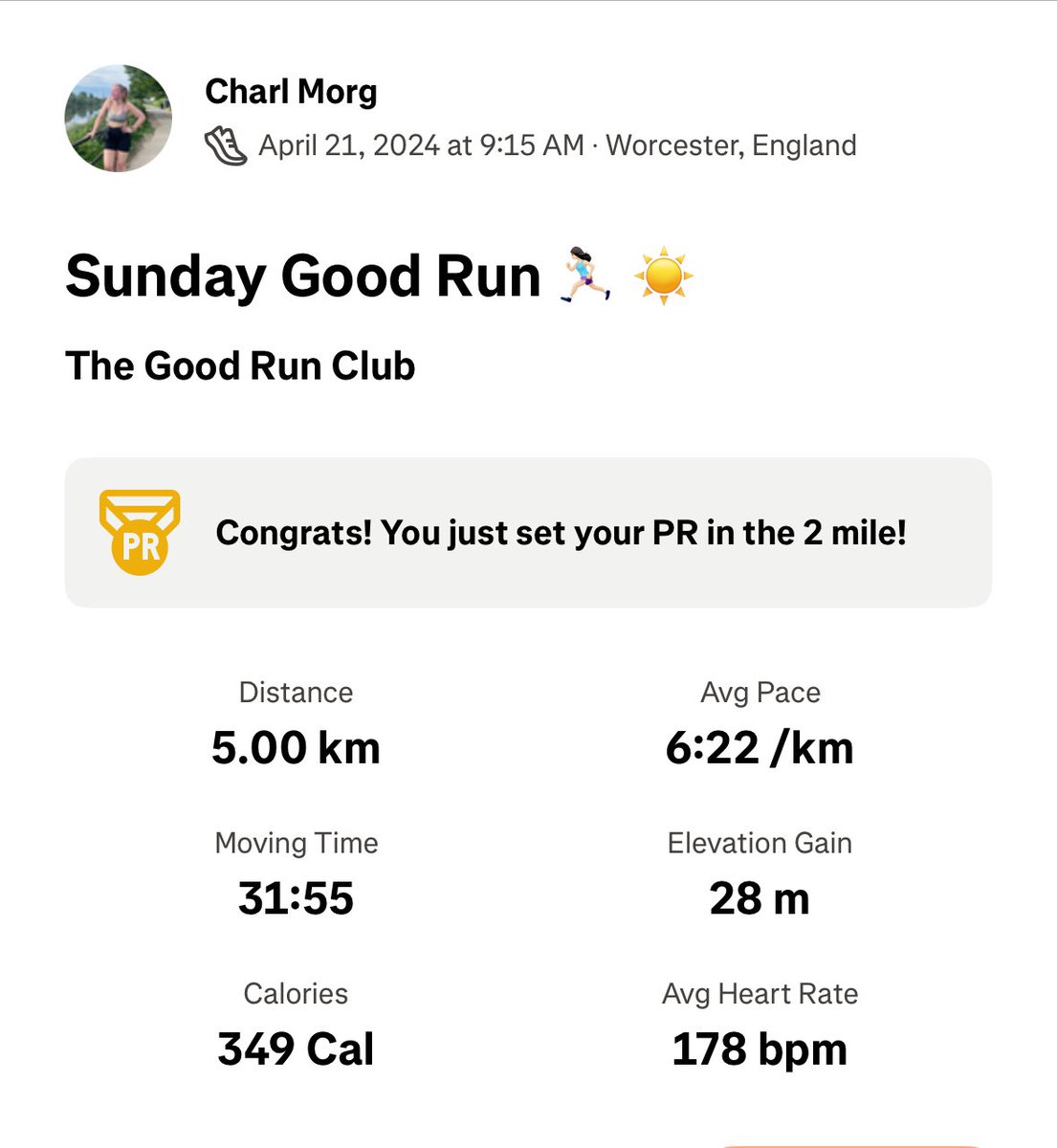 StyleSplurging's tweet photo. @StravaSupport hey guys - any help on getting my Strava to acknowledge my 5km PB? 
The attached activity is my best, but Strava isn't recognising it. https://t.co/4nu5IebTty