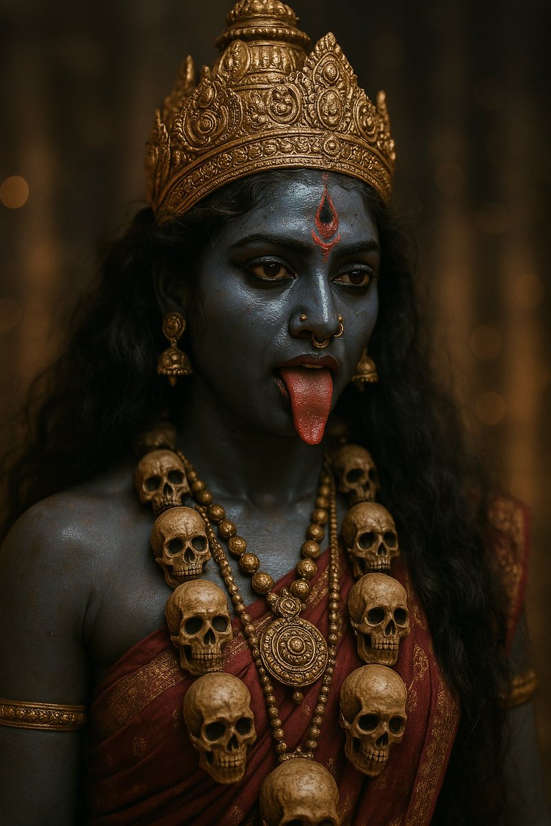 JasonWilde108's tweet image. People always give Kali a bad wrap. They see the tongue, the skulls, the sword, and assume she’s some dark demonic force...when in truth, she’s the devourer of suffering. She doesn’t destroy you. She destroys what isn’t you...the illusions, the attachments, the false identities…
