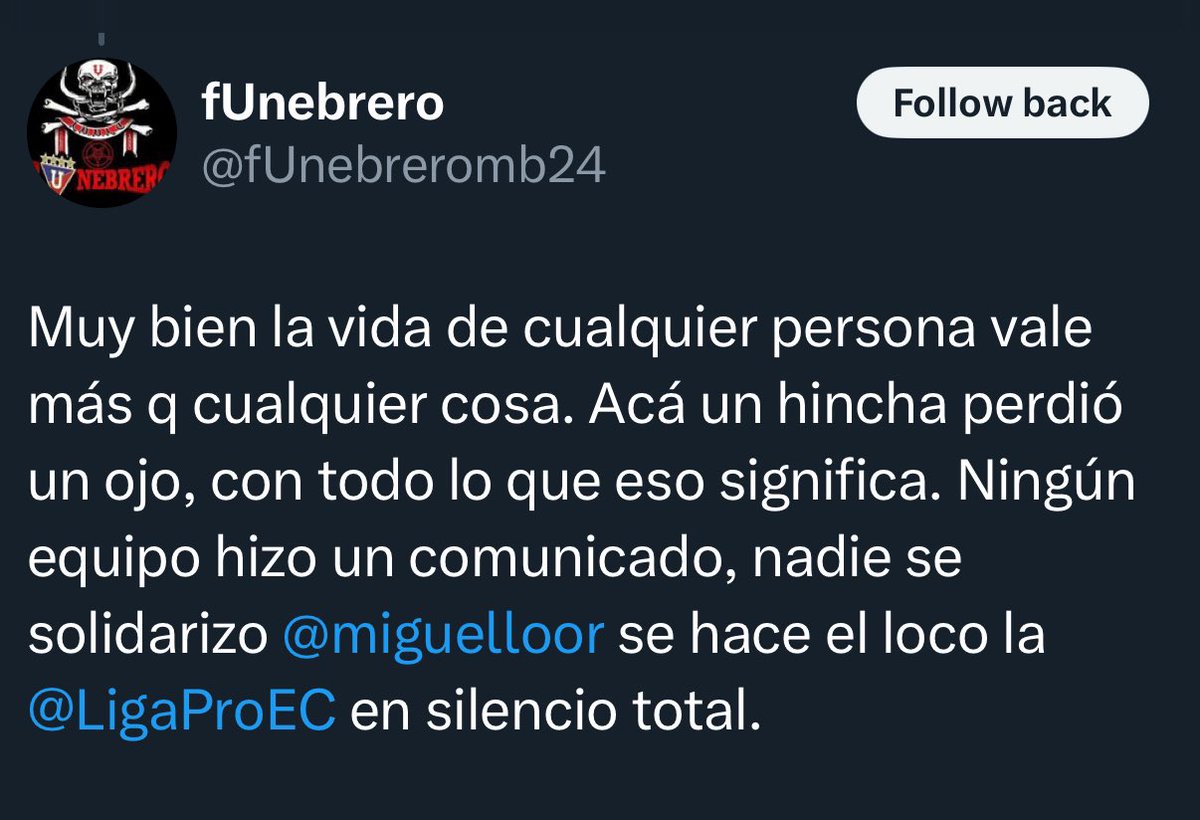 Loor debe manifestarse y escribir sobre todo. Todo es responsabilidad de Loor. Aquí ejemplos con detalle:

1. Jugador detenido ayer por alimentos. Post contra Loor. YO QUE TENGO QUE VER! 🤷‍♂️

2. DT se enfada en la rueda de prensa. Post contra Loor. 🤷‍♂️

3. Desgracia en un estadio