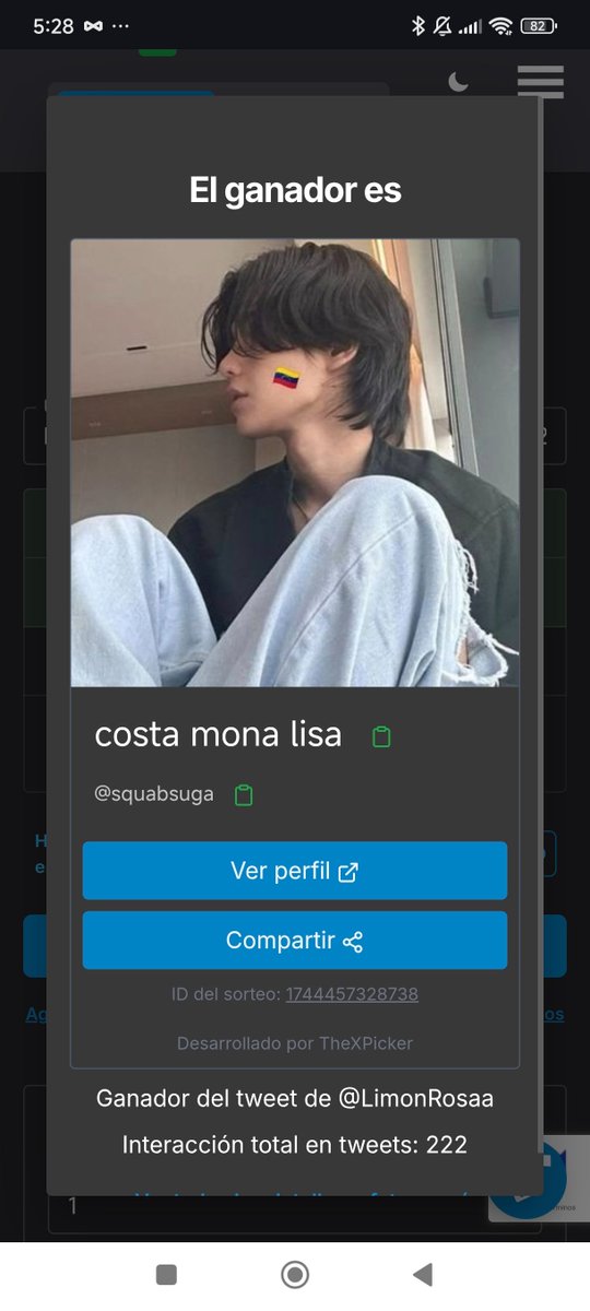 Ganador! <a href="/squabsuga/">cote➶ 🇻🇪</a> perdón por sacar el ganador tan tarde, sinceramente se me había olvidado jeje.

Envía dm para reclamar tu premio.