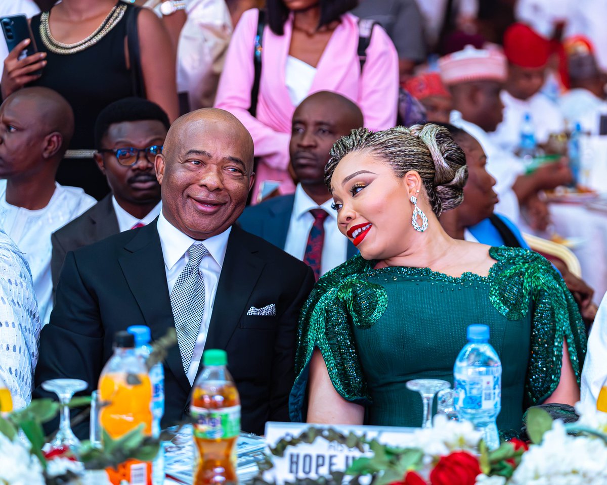 Chioma_Uzodimma's tweet photo. Seeing my husband, the Governor of Imo State, His Excellency Distinguished Senator (Dr.) Hope Uzodimma CON, GSSRS, receive the Governor of the Year (Infrastructure) award from @vanguardngrnews was such a proud and emotional moment for me. https://t.co/5sC0g5mYDw
