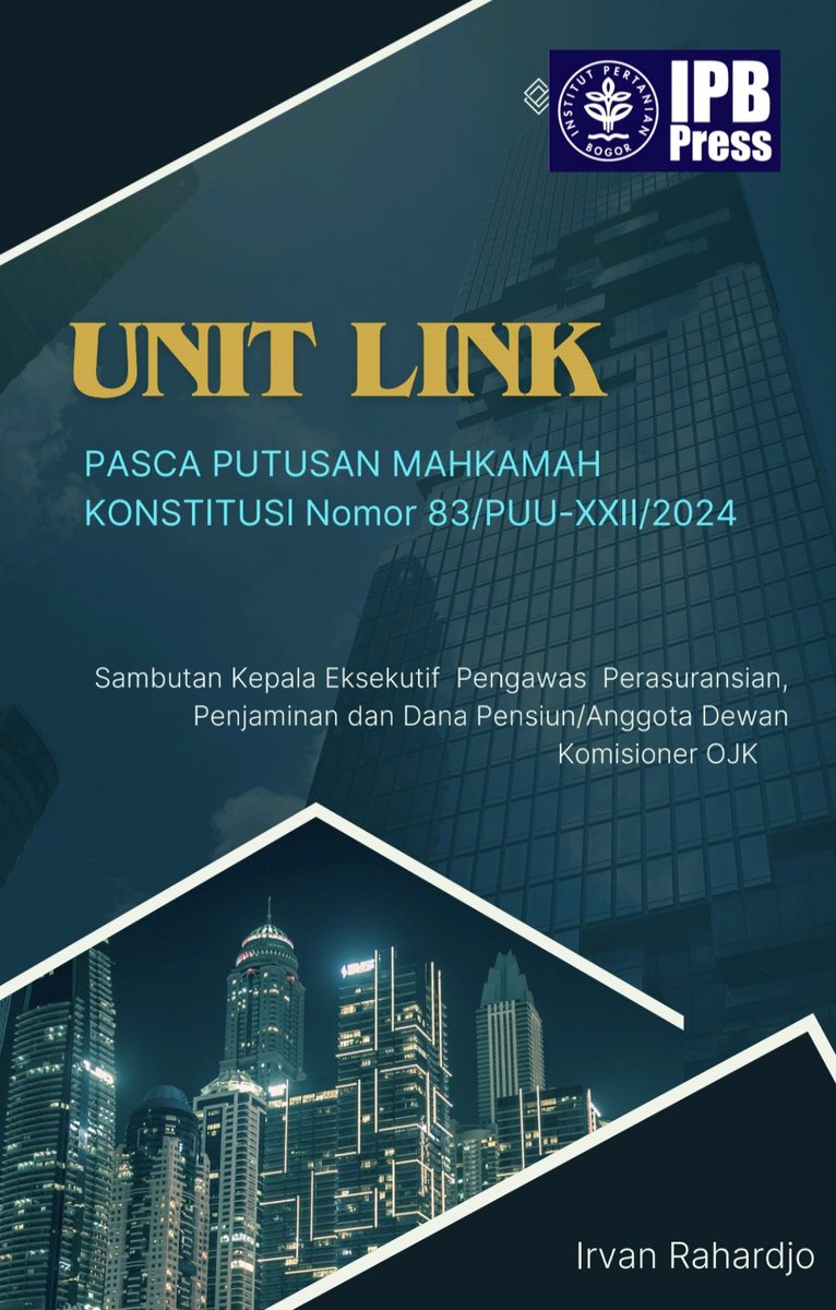 irvanrahardjo's tweet photo. SEGERA TERBIT . 
BUKU BARU.
#UNITLINK. 
PASCA PUTUSAN MK Nomor 83/PUU- XXII / 2024 
( 296  halaman ; xxiv ; ISBN ; indeks ) 

Sambutan Ogi Prastomiyono Kepala  Eksekutif  Pengawas PPDP/Komisioner OJK 🇲🇨 OTORITAS JASA KEUANGAN  Pengantar Ketua @FPSB

PRE ORDER WA + 62 811 901 512 https://t.co/I43DEDtbLd