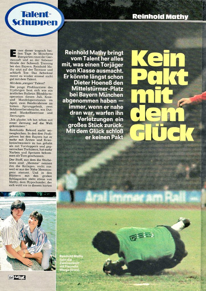 kicker_fuma's tweet photo. "Reinhold Mathy - Kein Pakt mit dem Glück"

(Aus: Fuma September/Oktober 1983)

#mathy #fcbayern #uerdingen #hannover96 #botd #happybirthday https://t.co/Ea8dlME1Ps
