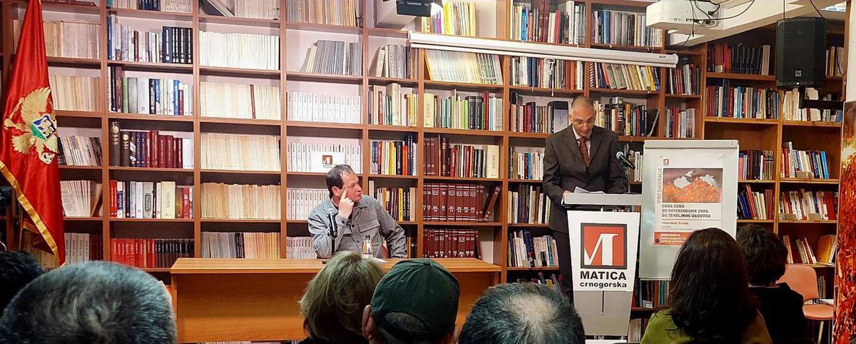 CZinPodgorica's tweet photo. Proud to get awarded by distinguished @MaticaCG  for the promotion of Montenegrin culture, history and literature, this time at the occasion of the respected 🇨🇿historian František Sistek´s lecture of the history of 🇲🇪 https://t.co/wjIuByFKlB