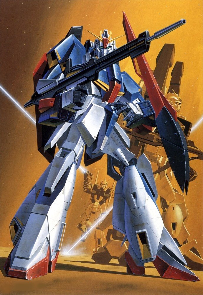 石橋先生の1/60Zガンダムのボックスアート原画を。 背景のMK-Ⅱ、百
