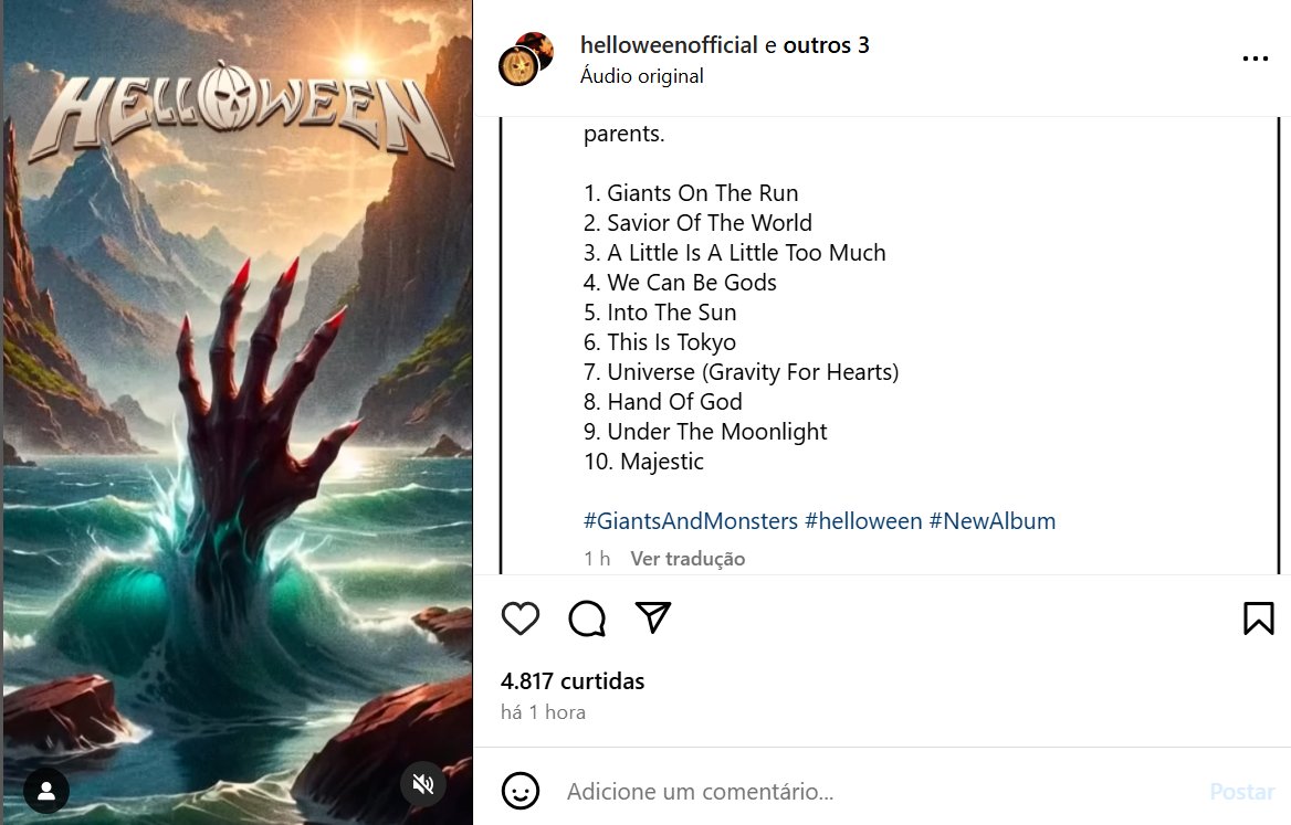 VanDoHalen's tweet photo. Giants &amp; Monsters, novo álbum do Heloween, sai dia 29 de agosto. Tracklist na imagem. https://t.co/Q53h6bMaBW
