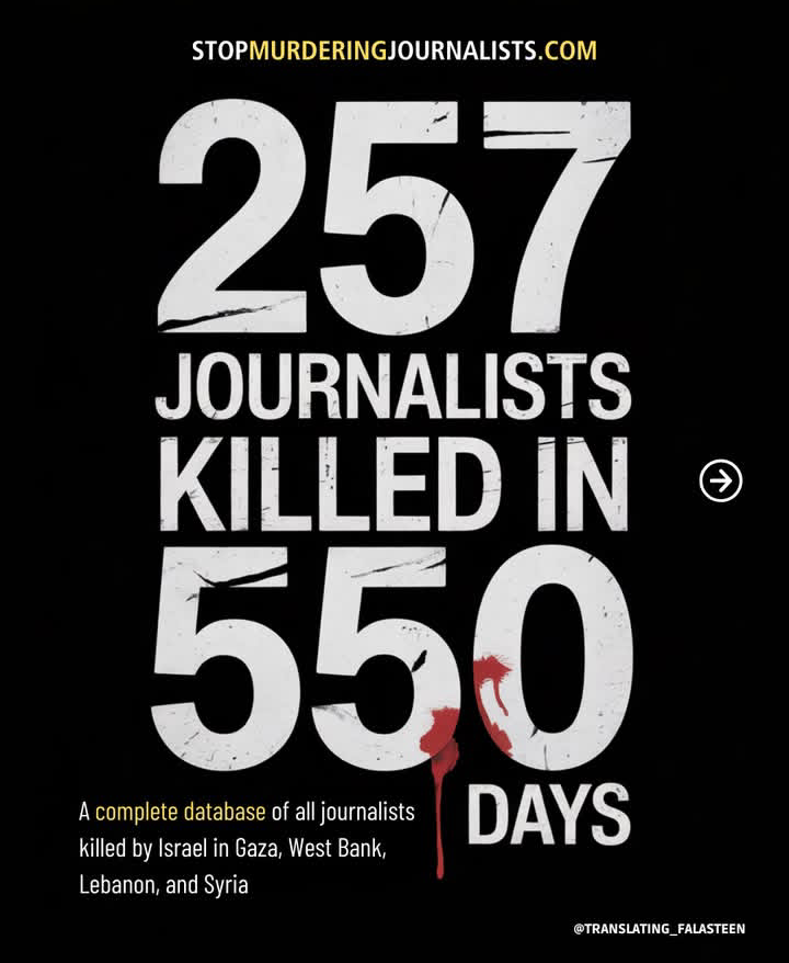 bint_e_abdul's tweet photo. Israel tries to suppress every voice in Gaza. It has killed more than 250 Palestinian journalists, the recent most being Hossam Shabat few days ago. 
 #RiseforGazaNow https://t.co/IO3yiO5mJj