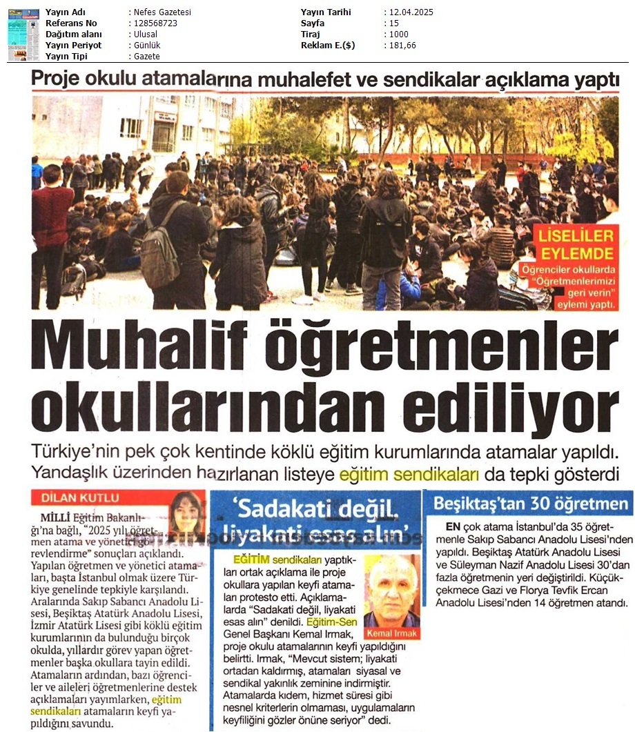 egitimsen's tweet photo. Proje okulu atamalarının keyfi yapıldığını belirten Eğitim Sen Genel Başkanı Kemal Irmak, "Mevcut sistem; liyakati tamamen ortadan kaldırmış, öğretmen ve yönetici atamalarını tamamen siyasal ve sendikal yakınlık zeminine indirmiştir. Atamalarda mesleki kıdem, hizmet süresi, akademik yeterlilik gibi nesnel kriterlerin olmaması, uygulamaların keyfiliğini gözler önüne seriyor."
#TorpilDeğilLiyakat