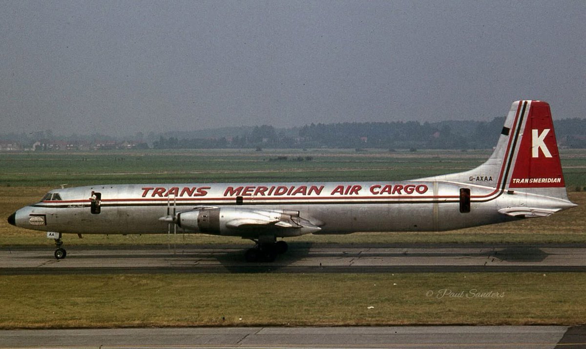 n194at's tweet photo. Trans Meridian Air Cargo
Canadair CL-44J G-AXAA
BRU/EBBR Brussels Airport
Late 1970s
Photo credit Paul Sanders
#AvGeek #Airline #Aviation #AvGeeks #Canadair #TransMeridian #CL44 #BRU #Brussels @BrusselsAirport https://t.co/Cbzg7tNzwc