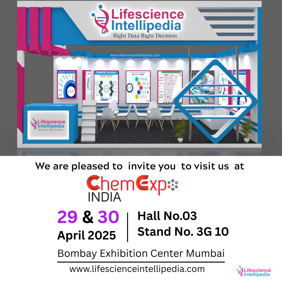 LSIntellipedia's tweet photo. Lifescience Intellipedia Pvt. Ltd. is thrilled to be part of ChemExpo India 2025!

Join us on April 29th -30th , 2025 at Hall No. 03, Stand No. 3G 10, Bombay Exhibition Center, Mumbai
We're showcasing our latest innovations. https://t.co/Nv6Q0dnsNq