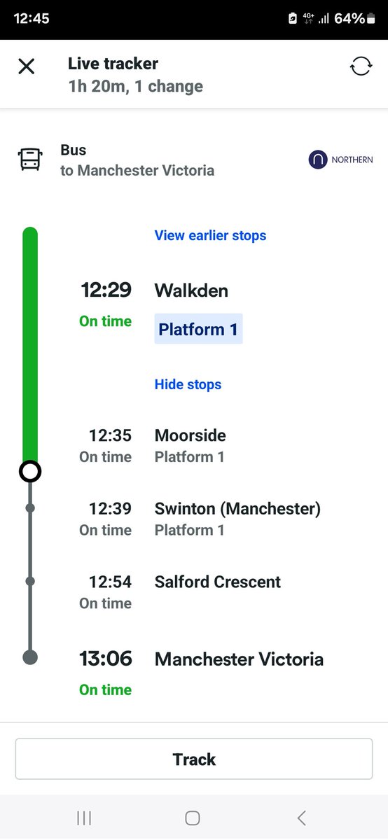 NKQueenie's tweet photo. @thetrainline how can your live tracker claim the rail replacement bus is in Swinton when it's not even arrived at Walkden for the 12:29 slot??? https://t.co/z8xI3uYw9v