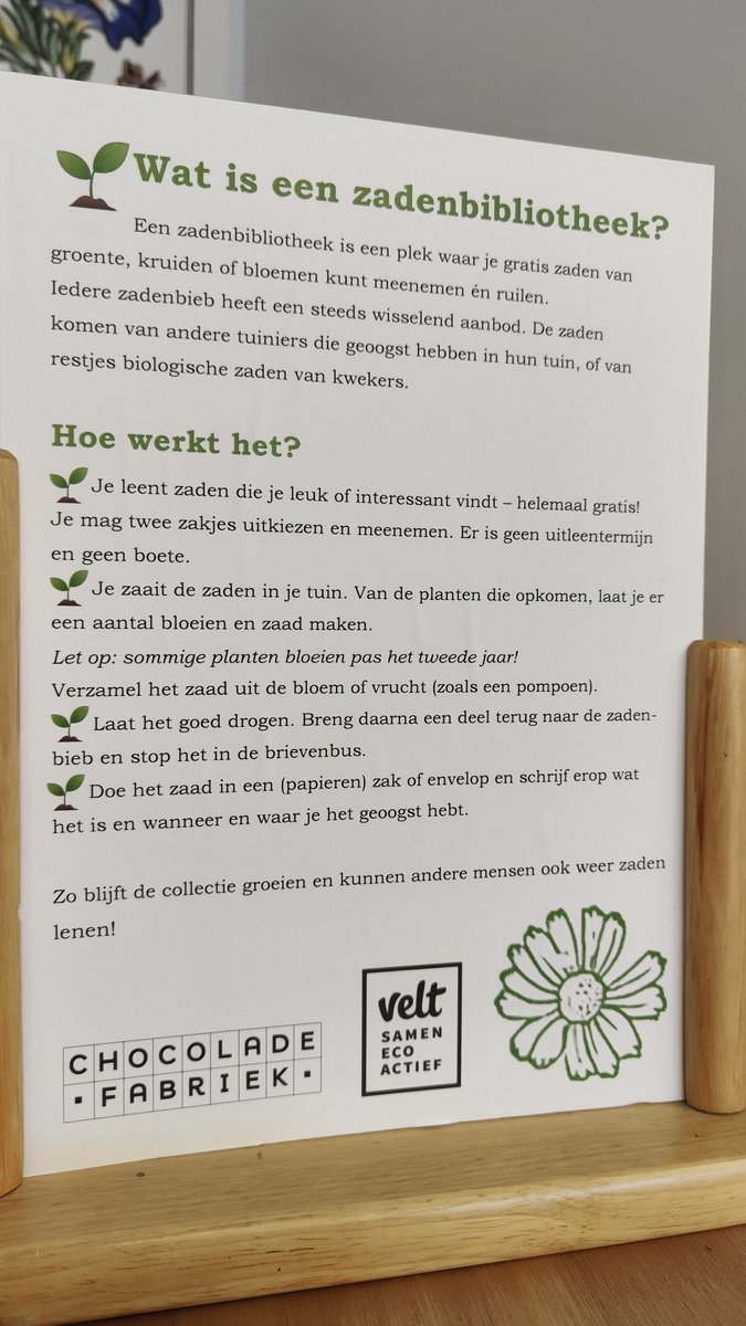 Naast de bibliotheek is er nu ook een permanente 'Zadenbieb' geopend, om zaden te geven, ruilen of mee te nemen, in de Chocoladefabriek in #Gouda 🌾🌱🌿🌲