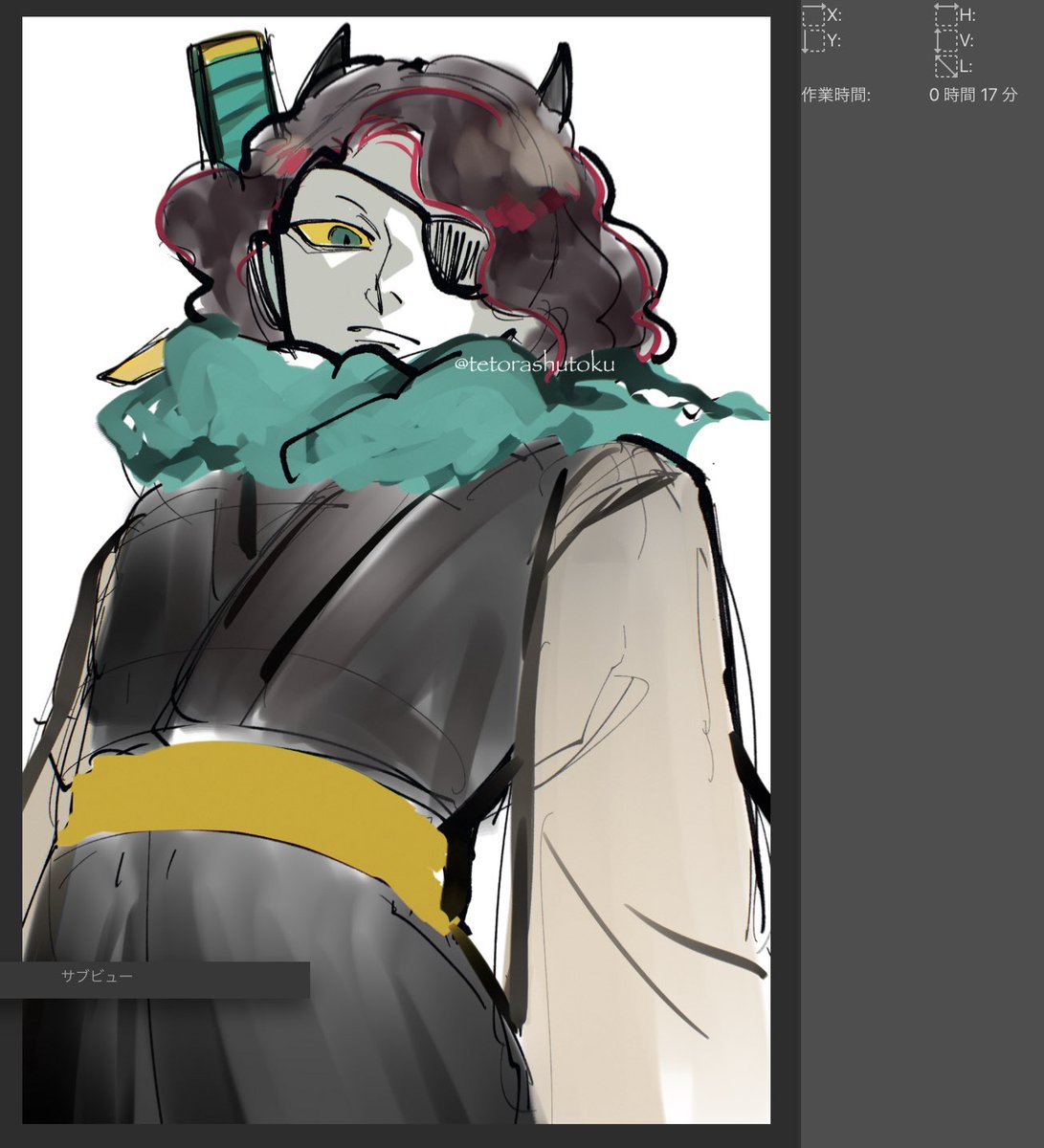 クリスタに作業時間記録あるの知ってびっくりした。これは比較的早く描けた絵。 