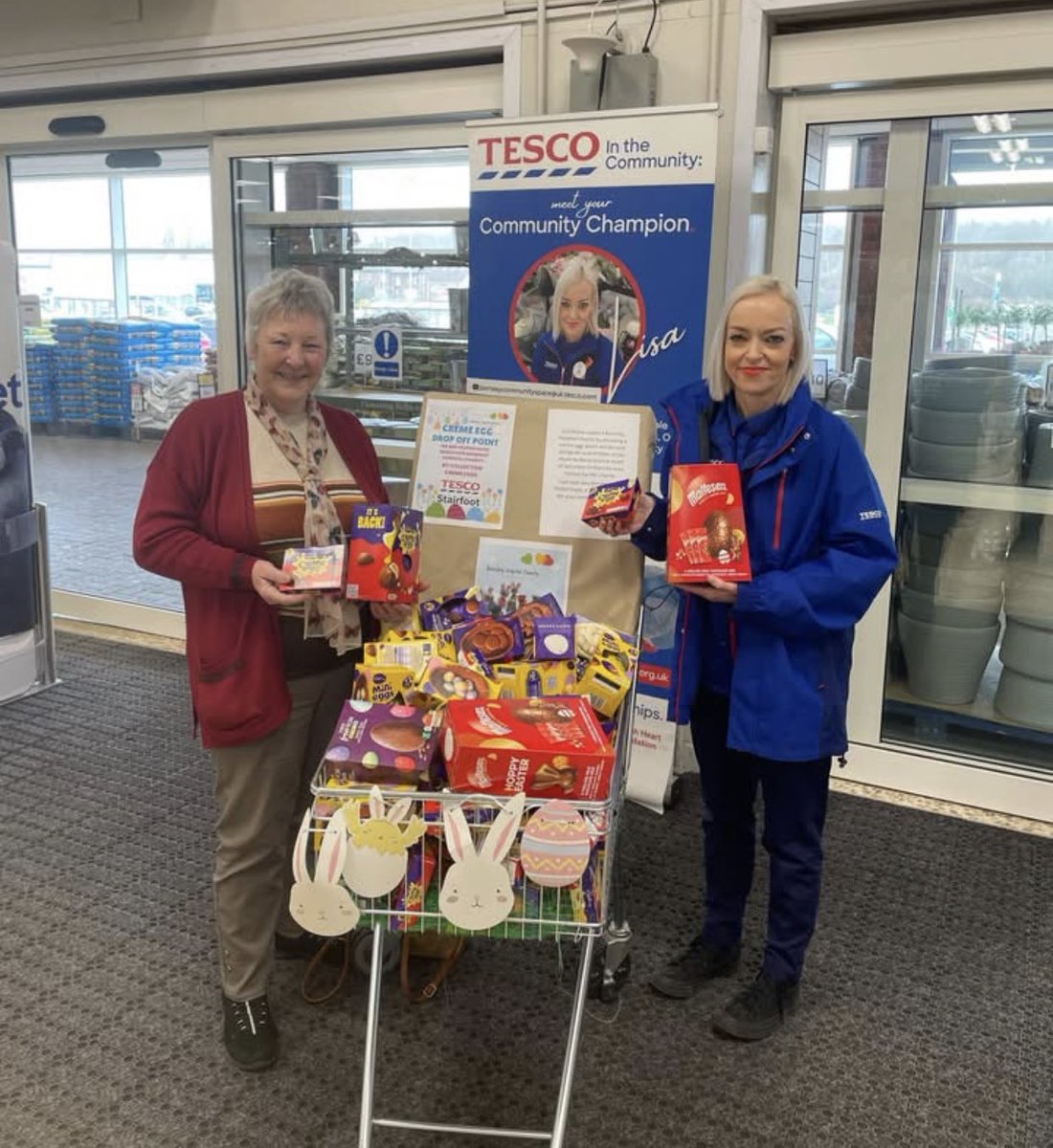 🐣💙 Eggstra Special Thank You 🐣💙

Thank you to staff and customers <a href="/Tesco/">Tesco</a> for donating Easter eggs for our volunteers Easter fundraising. 

Big thanks to Lisa for making this happen 💙