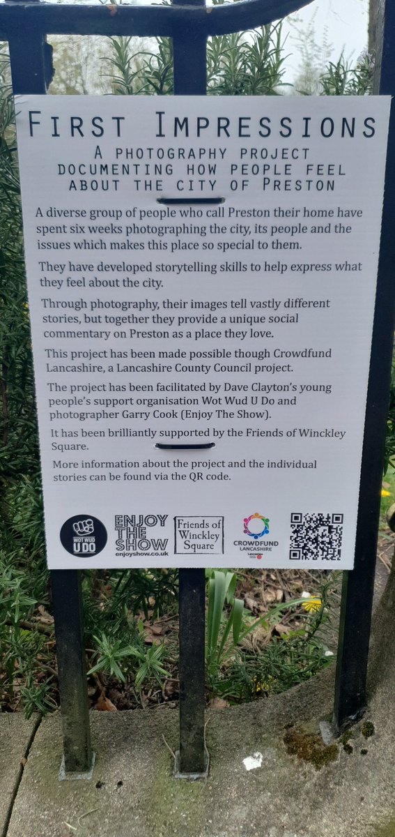Wandering around <a href="/WinckleySquare/">Winckley Square</a> why not check out #FirstImpressions . A series of photos from local people depicting their view of #Preston . With support from local groups like <a href="/EnjoyTheShowUK/">EnjoyTheShowUK</a> <a href="/WotWudUDo/">Dave Clayton</a> this has been made possible