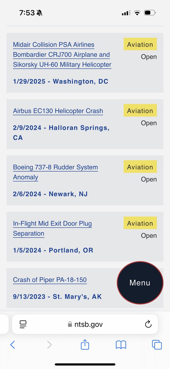 quiltoni's tweet photo. @AprilsFrenchies @Crypto_Anon_ @krassenstein That is all investigations of all modes of transportation. Last year there were 3 aviation incidents and 2 were technical issues and not crashes. https://t.co/FNEAbJSGOH