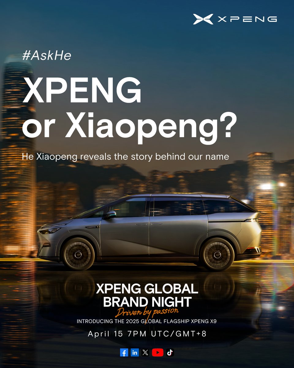 Great questions! I've seen the curiosity from XPENG friends around the world — and I'll be answering them live at our Global Brand Night in Hong Kong.

#AskHe #Drivenbypassion https://t.co/OYpKI6F7zU