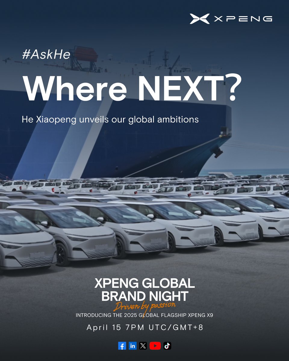 Great questions! I've seen the curiosity from XPENG friends around the world — and I'll be answering them live at our Global Brand Night in Hong Kong.

#AskHe #Drivenbypassion https://t.co/OYpKI6F7zU