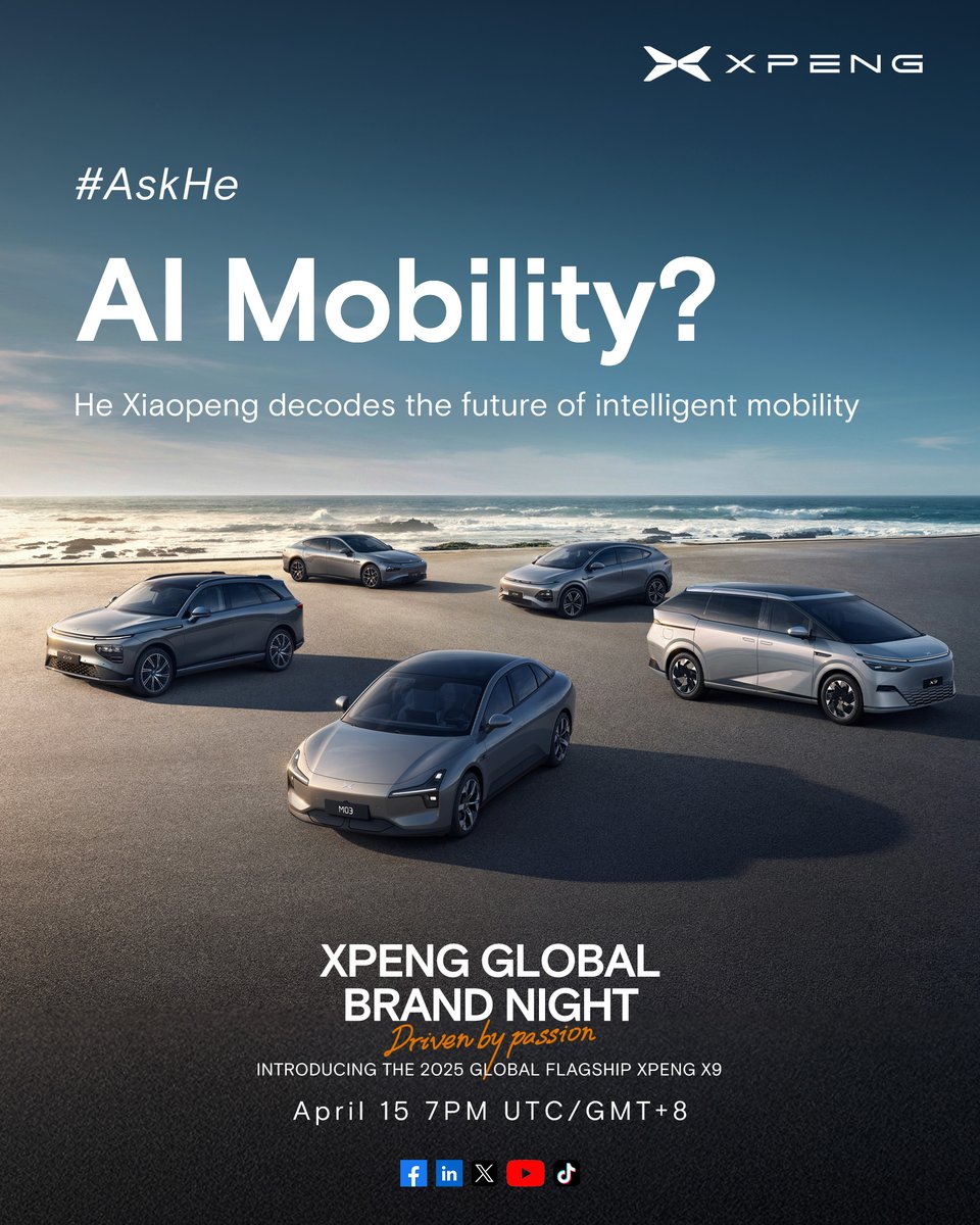 Great questions! I've seen the curiosity from XPENG friends around the world — and I'll be answering them live at our Global Brand Night in Hong Kong.

#AskHe #Drivenbypassion https://t.co/OYpKI6F7zU