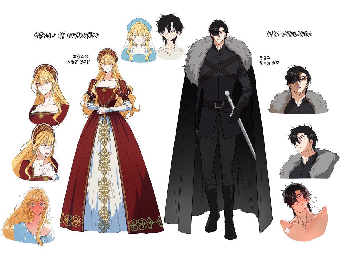 루프랑 엘레나에게 관심을 많이 가져주시는 게 기뻐서 투고할 때 짰던 캐릭터 시트도 올려보아요😊