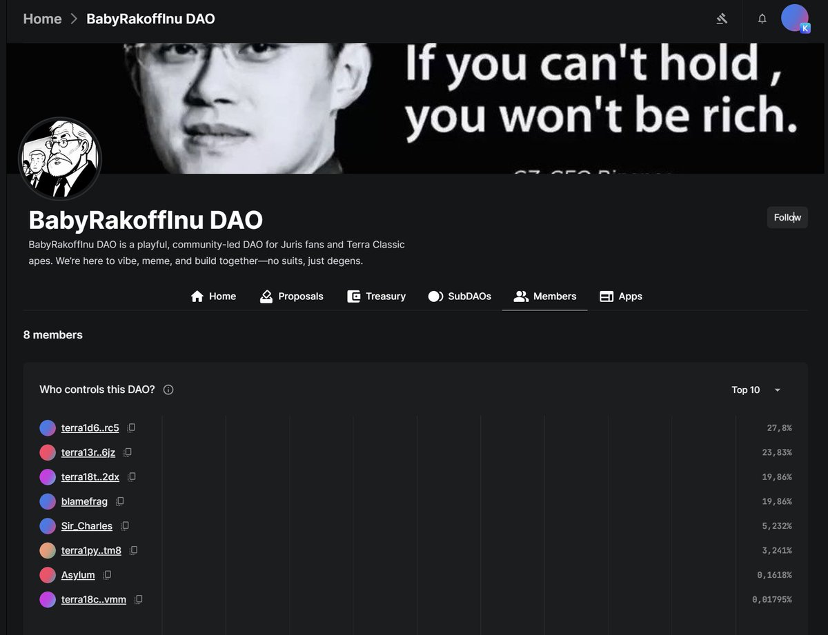 luna_lover69's tweet photo. @BabyRakoffInu have you guys seen this? $blame @frag_dude for fixing members list on daodao😎

Make sure to stake your $lunc with @JurisLuncVal before the snapshot is taken (less than 24h) to get some $rakoff airdrops 👀

Staking link for rak👇https://t.co/WPUANVWz1G https://t.co/muk6lWToiW