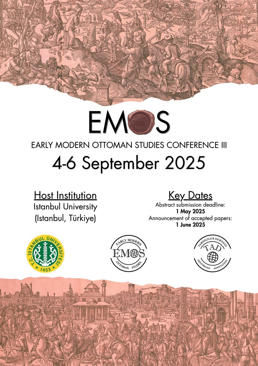 EMOS Conference (@emosconference) on Twitter photo 📢The abstract submission deadline for EMOS Conference III has been extended to May 1, 2025.
🌐Website:
historiansnet.com/about-emos/
📣Call for Papers:
historiansnet.com/call-for-paper…
📝Registration and Proposal Submission Link:
historiansnet.com/registration/
✉️E-mail:
emosmeeting2025@gmail.com 📢The abstract submission deadline for EMOS Conference III has been extended to May 1, 2025.
🌐Website:
historiansnet.com/about-emos/
📣Call for Papers:
historiansnet.com/call-for-paper…
📝Registration and Proposal Submission Link:
historiansnet.com/registration/
✉️E-mail:
emosmeeting2025@gmail.com