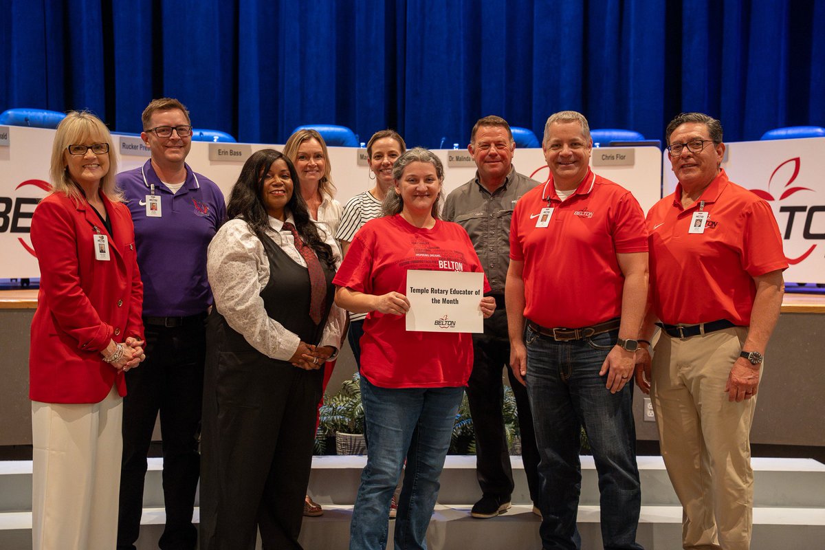 BeltonISD's tweet photo. Congratulations to Lorin Rhodes, reading interventionist at Hubbard Branch Elementary, for being recognized as the Temple Rotary Educator of the Month at the March Board of Trustees Meeting!🍎 #WorldClassEmployee #CelebrateBISD https://t.co/rlqSQ0aefy