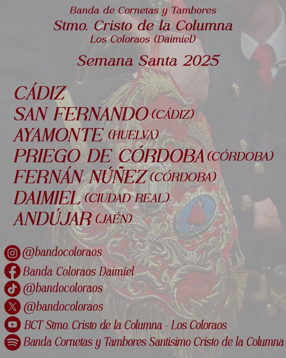 bandacoloraos's tweet photo. 📲 REDES SOCIALES
📌 Recuerda que puedes seguir nuestra Semana Santa a través de nuestras redes sociales:
- Instagram
- Tiktok
- Facebook
- Twitter
- YouTube
- Spotify
ℹ️ Información, fotos, vídeos y mucho más de nuestra Semana Santa 2025.
#PASIONCOLORA https://t.co/dLoRGsyhr2