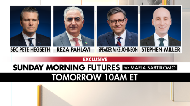 SundayMorningFutures (@sundayfutures) on Twitter photo Tomorrow on <a href="/SundayFutures/">SundayMorningFutures</a> with <a href="/MariaBartiromo/">Maria Bartiromo</a>, exclusive interviews with:
▶️<a href="/SecDef/">Secretary of Defense Pete Hegseth</a> <a href="/PeteHegseth/">Pete Hegseth</a>
▶️<a href="/PahlaviReza/">Reza Pahlavi</a>
▶️<a href="/SpeakerJohnson/">Speaker Mike Johnson</a>
▶️<a href="/StephenM/">Stephen Miller</a>
Sunday at 10am Eastern on <a href="/FoxNews/">Fox News</a> Tomorrow on <a href="/SundayFutures/">SundayMorningFutures</a> with <a href="/MariaBartiromo/">Maria Bartiromo</a>, exclusive interviews with:
▶️<a href="/SecDef/">Secretary of Defense Pete Hegseth</a> <a href="/PeteHegseth/">Pete Hegseth</a>
▶️<a href="/PahlaviReza/">Reza Pahlavi</a>
▶️<a href="/SpeakerJohnson/">Speaker Mike Johnson</a>
▶️<a href="/StephenM/">Stephen Miller</a>
Sunday at 10am Eastern on <a href="/FoxNews/">Fox News</a>