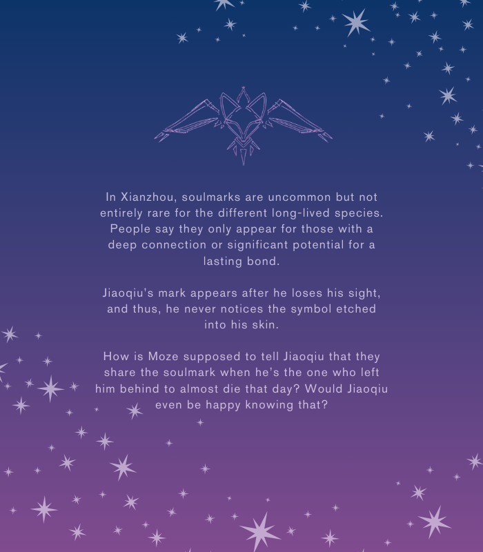 🐦‍⬛🌶️ | #MozeQiu written for <a href="/mozeqiubang/">Mozeqiu Bang | Posting Complete!</a> 

"the shape of us" 
✩ 8.3K words oneshot    
✩ Soulmates AU, soulmarks  
✩ Moze silently pining for, while lugging his guilt over Jiaoqiu for 8K words.  
✩ Accompanying art by <a href="/art_iram21/">Art_Iram21 | COMMS N' EVENTS |</a> will be up soon-ish!

🔗and tags below!