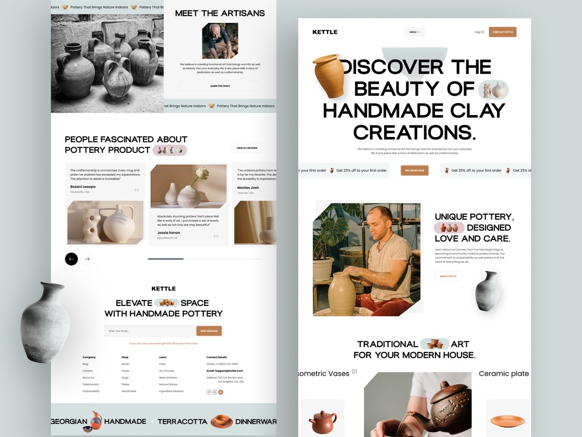 jabelahmedbappy's tweet image. Pottery and Ceramics Ecommerce Website - Landing page 

✅ Need a design partner to elevate your project?

#Potterywebsite #ecommercewebsite #landingpage #homepage #webdesign #visualdesign #brand #ceramicwebsite #highconveringdesign #cleandesign #minimaldesign