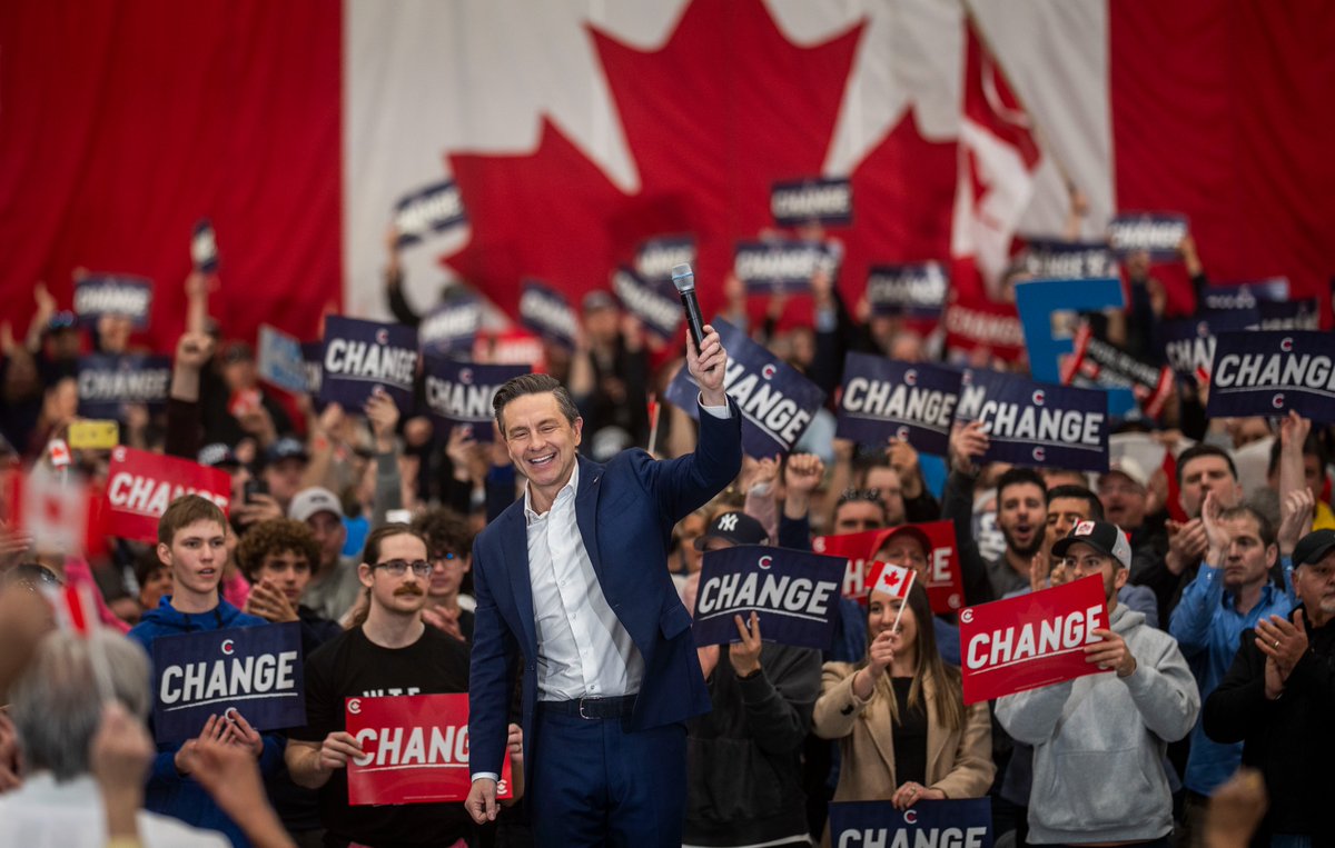 PierrePoilievre's tweet photo. Massive Windsor rally unites 🇨🇦 workers for Change!

For an Economic Action Plan that puts Canada First—For a Change. 

On April 28, vote for Change. Vote Conservative. https://t.co/R6PwhGSX3d