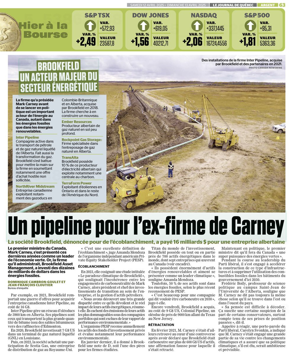 PierrePaulHus's tweet image. Qui est vraiment Mark Carney? Il se présente en défenseur de l’environnement, mais dirigeait une firme qui tirait des profits importants de l'exploitation des énergies fossiles. Mark Carney n’est pas pro-environnement — il est pro-écoblanchiment.