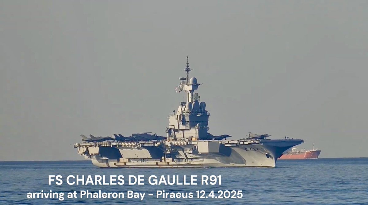 WarshipCam's tweet photo. French Navy aircraft carrier FS Charles de Gaulle (R91) coming into Piraeus, Greece - April 12, 2025 #fscharlesdegaulle #r91

SRC: YT- Piraeus Piraeus https://t.co/GSYVEgtyMi