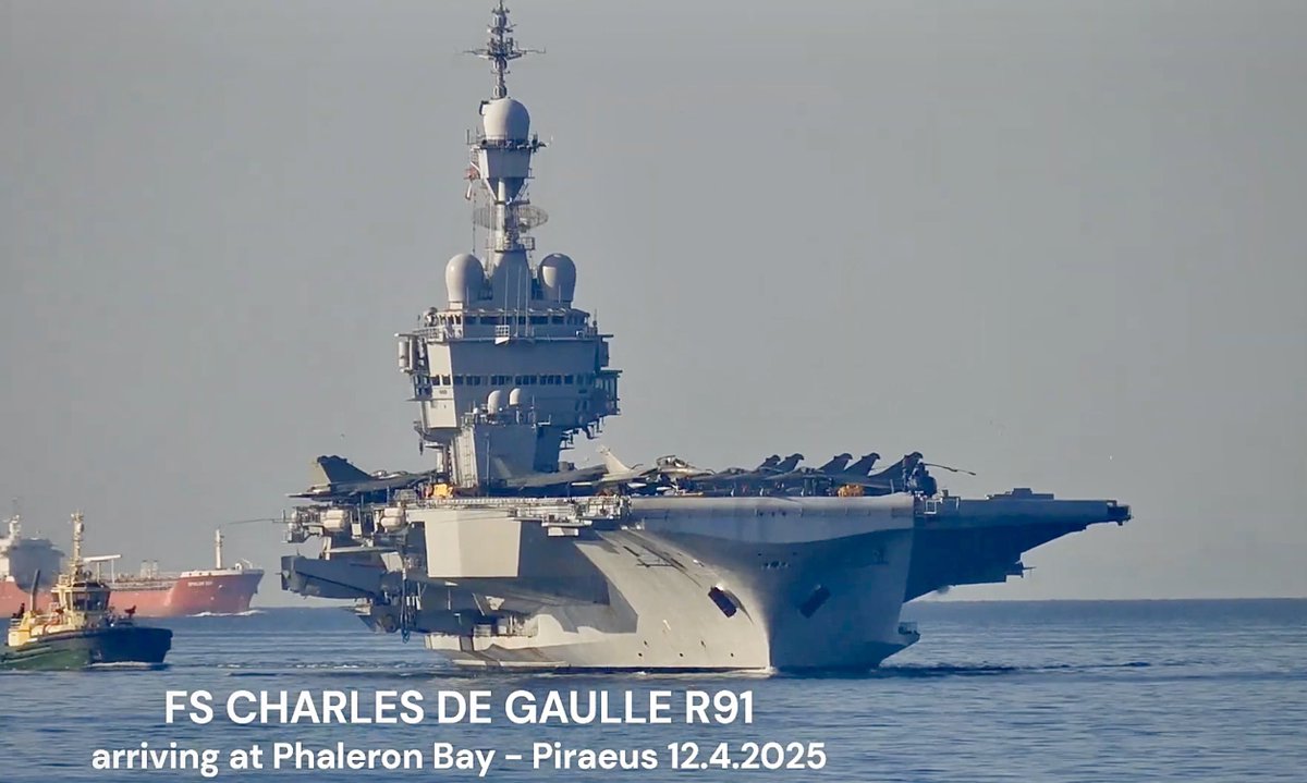 WarshipCam's tweet photo. French Navy aircraft carrier FS Charles de Gaulle (R91) coming into Piraeus, Greece - April 12, 2025 #fscharlesdegaulle #r91

SRC: YT- Piraeus Piraeus https://t.co/GSYVEgtyMi
