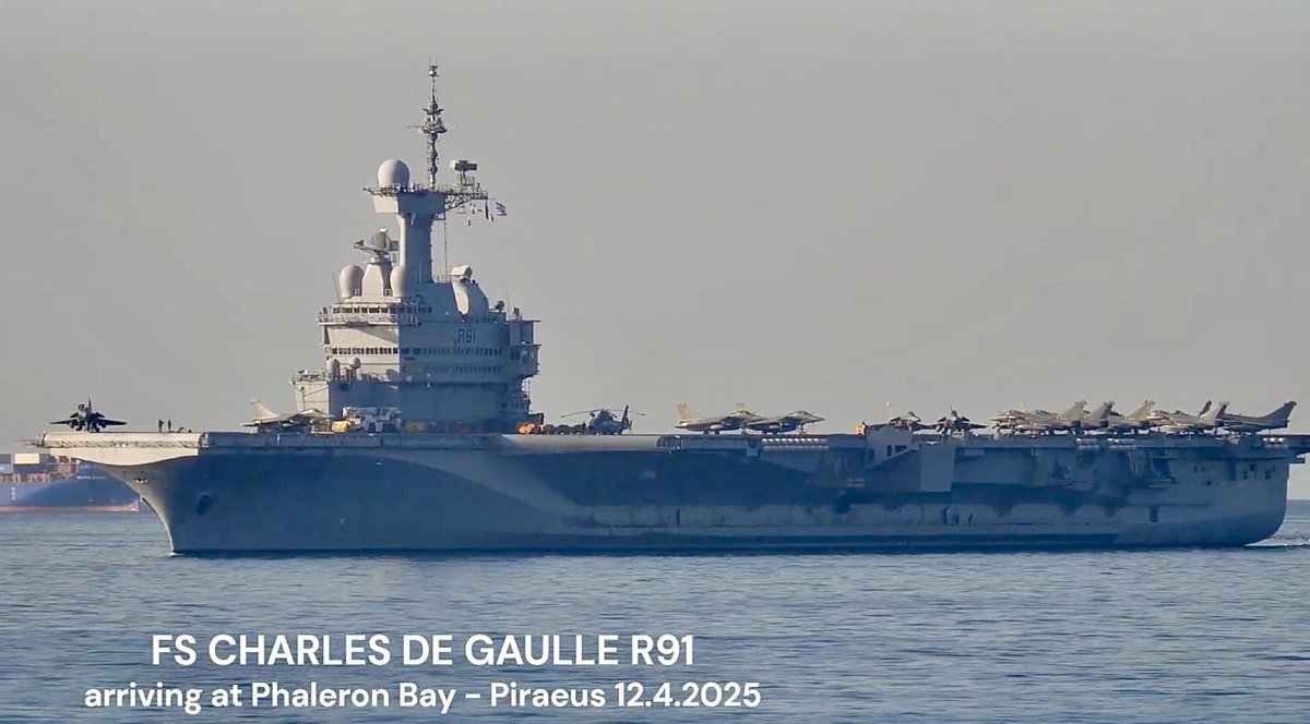 WarshipCam's tweet photo. French Navy aircraft carrier FS Charles de Gaulle (R91) coming into Piraeus, Greece - April 12, 2025 #fscharlesdegaulle #r91

SRC: YT- Piraeus Piraeus https://t.co/GSYVEgtyMi