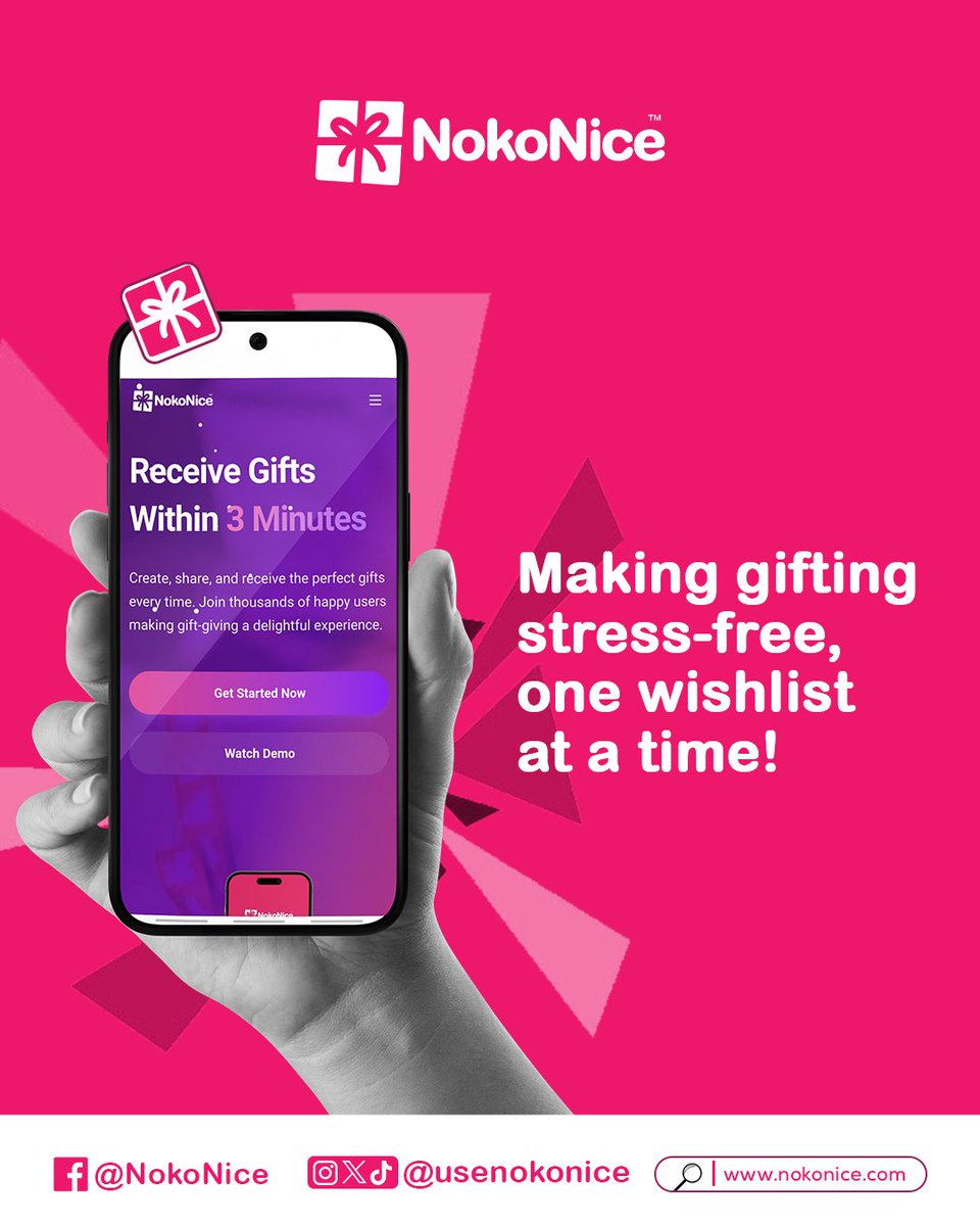 usenokonice's tweet photo. ๐ Steps to your dream gift? Simple!
1๏ธโฃ Create your wishlist.
2๏ธโฃ Share it with loved ones.
3๏ธโฃ Receive exactly what you wished for! ๐
โจ Start now at nokonice and make every occasion unforgettable.
#NokoNice #WishlistMadeEasy #PerfectGiftsGH #GiftIdeasGhana https://t.co/fw3sGe35kc