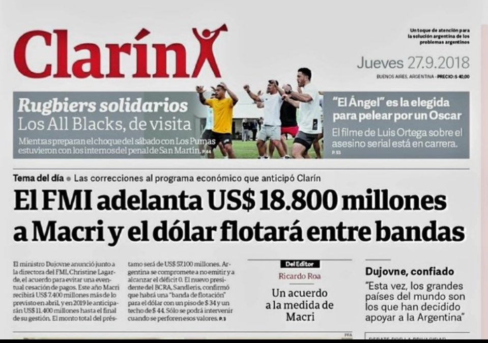 ✔️Aumentó la inflación mensual ( 3,7% )
✔️devaluación del 30%
✔️nuevo endeudamiento con el FMI por 20 mil millones de dólares.
✔️proyecto de aumentar la edad jubilatoria.

Qué podría salir mal con este programa “novedoso”? 😳