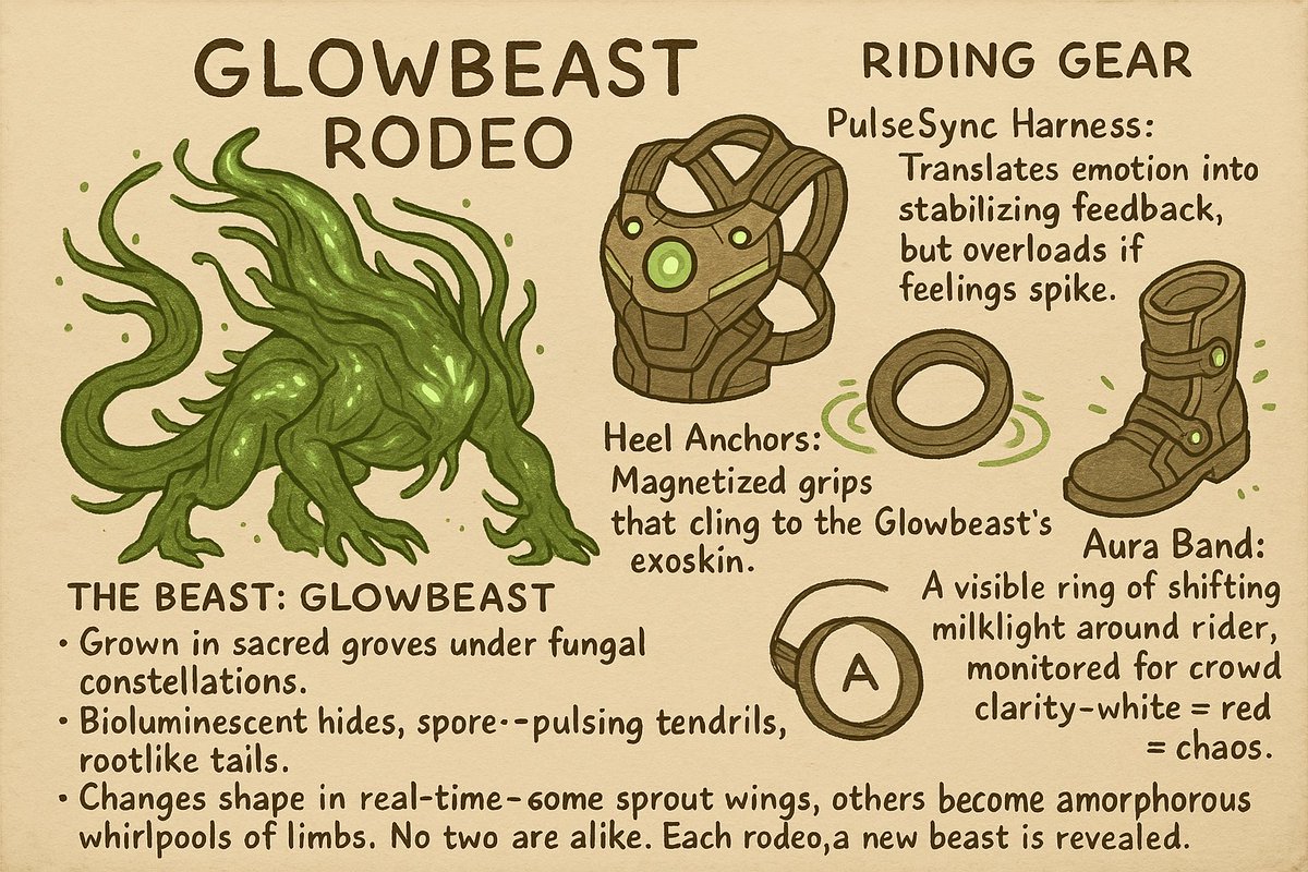 🎉 Glowbeast Rodeo – Kingdom-Sanctioned Chaos 🎉

Hold onto your horns—Moovia’s latest kingdom-sanctioned sport is here.

Sanctioned by royal decree. Cheered by all of Moovia.
The Glowbeast bestiary coming soon. 

Let the Glowride begin.
