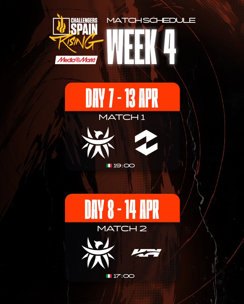The matches are locked in and we’re hunting for our first W 👊

#RisingMediaMrkt <a href="/LVPesVALORANT/">VALORANT Challengers Spain: Rising MediaMarkt</a>