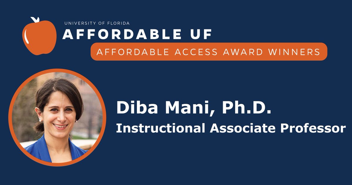 UF_CTE's tweet image. Kudos to Dr. Diba Mani, the 2024 Affordable Access Advocacy and Adoption Award recipient! Your relentless support and enthusiastic accolades are truly inspiring #Advocacy #AccessForAll #highered #UF #textbookaffordability #teaching #learning #congratulations #awardwinner