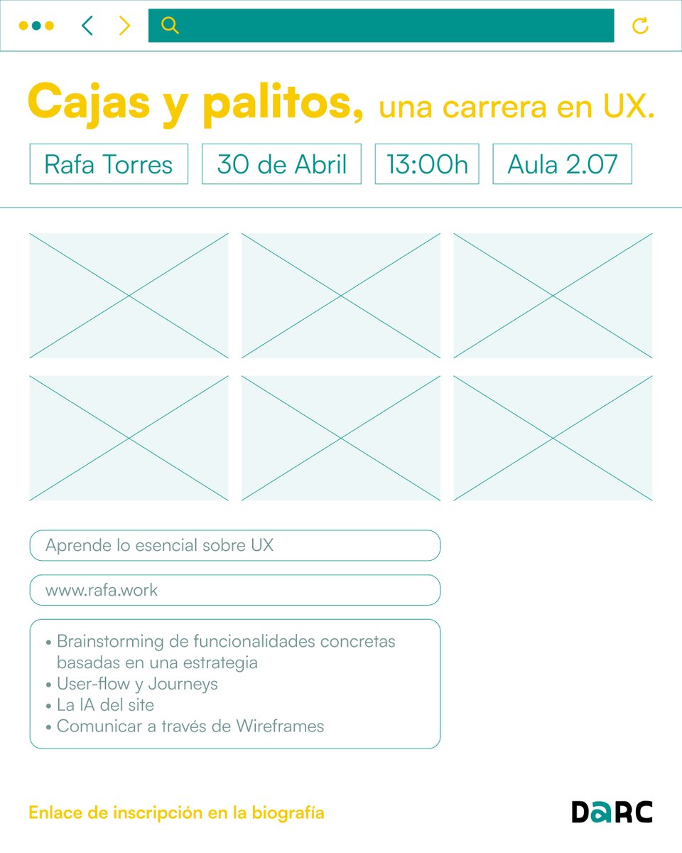 semanadarc's tweet photo. ¿“Cajas y palitos”? ¡Sí, hablamos de UX!🤓

Rafa lleva más de 15 años trabajando en Producto y UX. Desde Diseño de Interacción hasta Estrategia UX y Mentoring, su experiencia cruza fronteras: trabaja en remoto para una multinacional americana con sede en Londres. https://t.co/gtoVNziQnZ