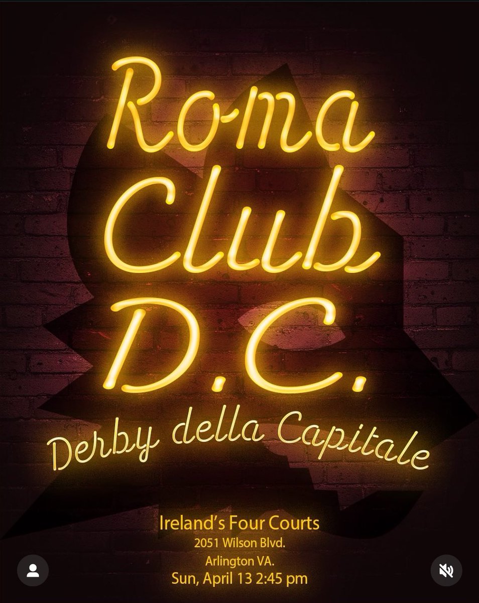 Join #CurvaDC at <a href="/irelands4courts/">Irelands Four Courts</a> to support the Giallorossi as they take on The Other Team From Rome in <a href="/SerieA/">Lega Serie A</a> #derbydellacapitale showdown!

Daje Roma Daje!

🟨🟥🟨🟥

📍2051 Wilson Blvd.
📱 DM to join us on Groupme

#ForzaRoma #capitaleperlacapitale #DerbyDellaCapitale