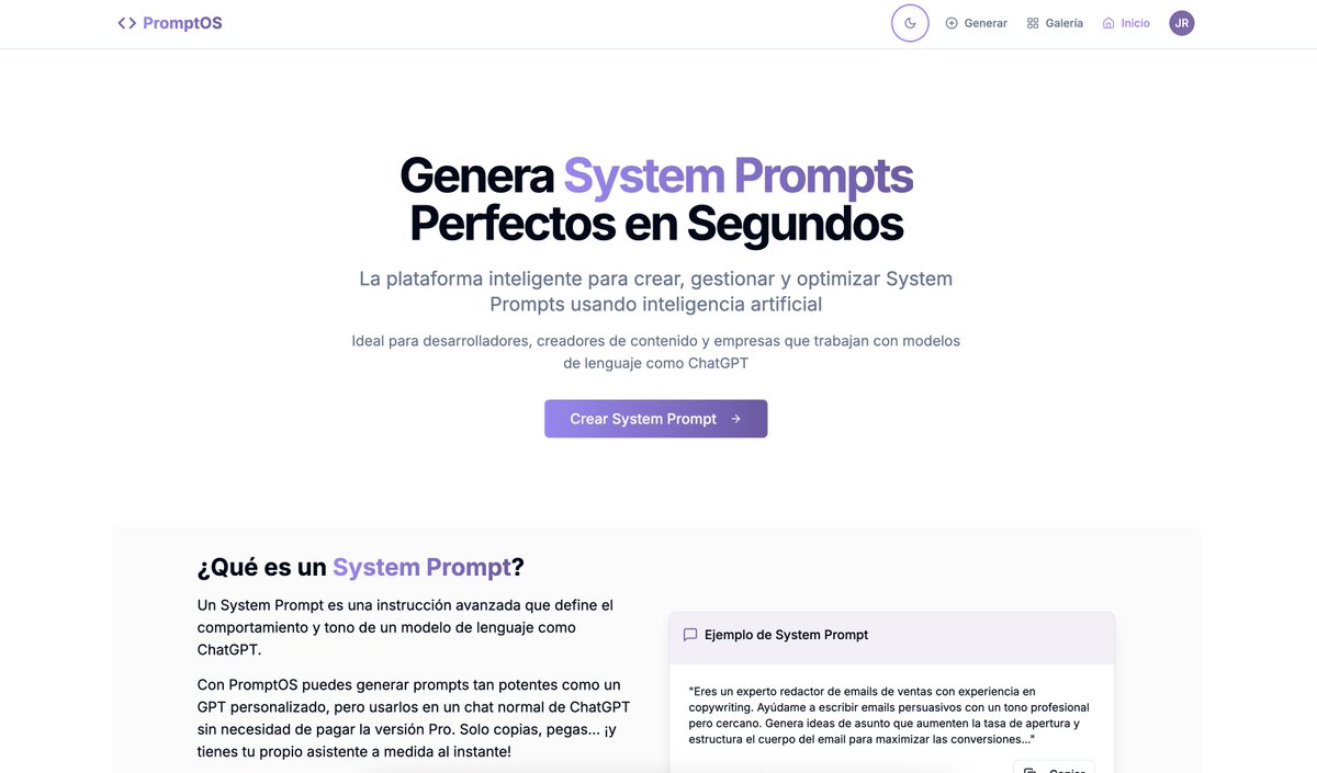 jrroag's tweet photo. 🚀 ¡Ya está aquí PromptOS!
Genera asistentes expertos para ChatGPT en segundos (¡sin pagar Plus!).
💡 Prompts con estructura, cadena de pensamiento y tono definido.
🎁 3 créditos gratis al registrarte.
🔓 Usa el código: PROMPTOS50OFF (50% OFF)
🔗 https://t.co/xCVL6hbzGD
#ChatGPT https://t.co/USPkoUybDY